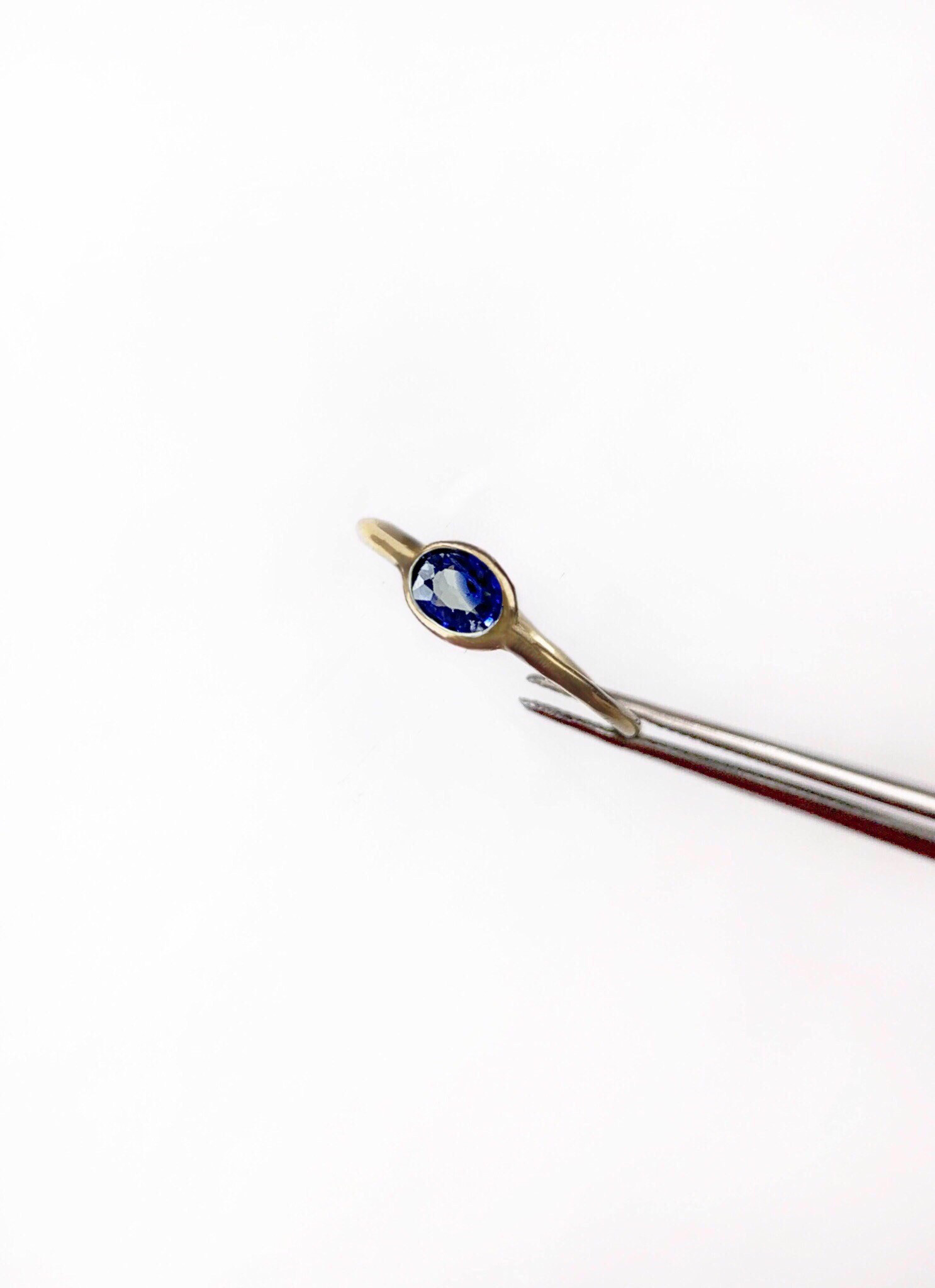 一点もの k18 Bi-color Blue Sapphire リング/ 受注制作