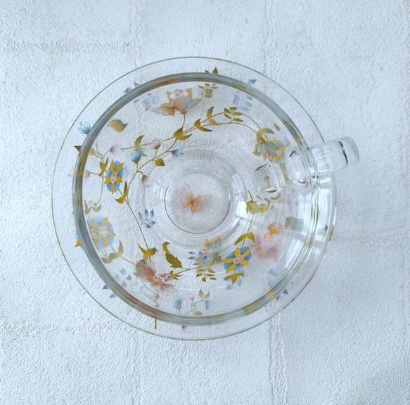 オリエンタル・フラワーのガラスのカップ＆ソーサー 5枚目の画像