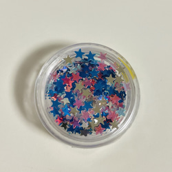 カラフルホログラム 星型デコレーションパーツ ピンク ブルー シルバー 1枚目の画像