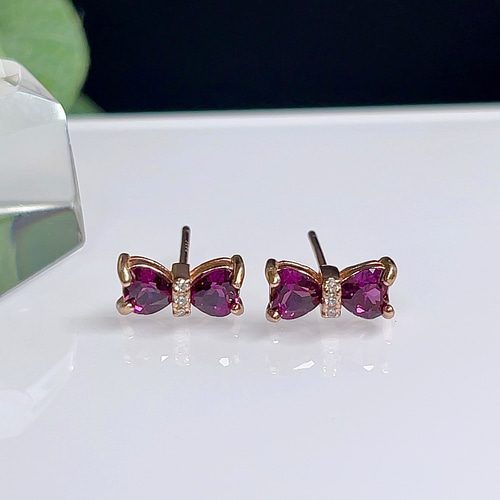 ガーネット ピアス イヤリング 柘榴石 シルバー 【超美品】 1 ピアス