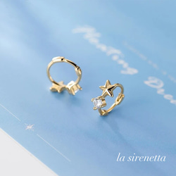 受注製作 フープ ピアス ＊ star ＆ zirconia hoop pierce 4枚目の画像