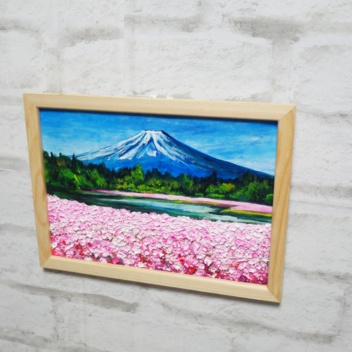 油絵 油彩 油彩画 絵 絵画【芝桜富士】 絵画 HR 通販｜Creema 