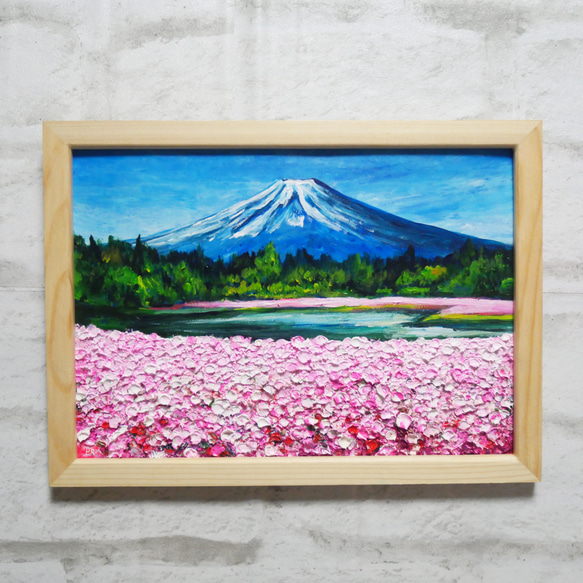 送料無料 百貨店 油彩画 洋画 (油絵額縁付きで納品対応可) M3号 「赤富士1 絵画