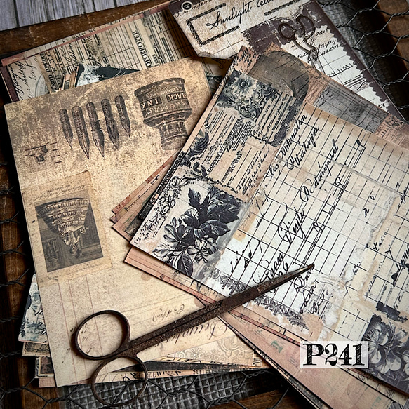 送料無料【P241コラージュ素材】海外紙モノ　デザインペーパー　ジャンクジャーナル　手帳　バレット 2枚目の画像