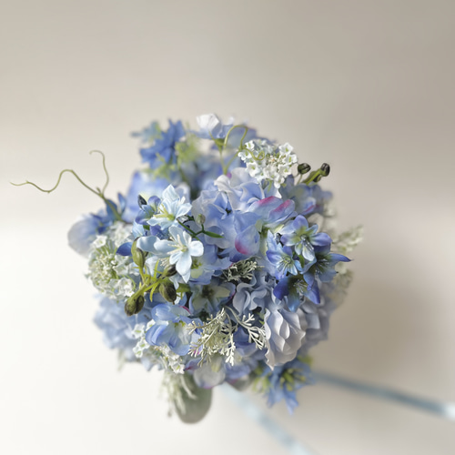 エアリー ブルー あじさいブーケ 造花 クラッチ ウェディングブーケ