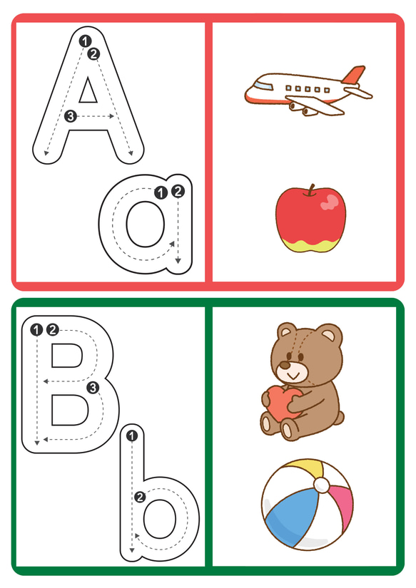 アルファベットカード alphabet card 英語教材 知育 A5サイズ　A4サイズ 1枚目の画像