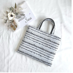 ドット ネイビー ツイードレッスンバッグ A4 サブバッグ トートバッグ