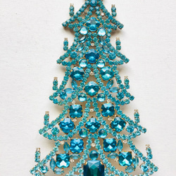 チェコガラス　ビンテージ　クリスマスツリー　ヴィンテージ　チェコ　ラインストーン 1枚目の画像