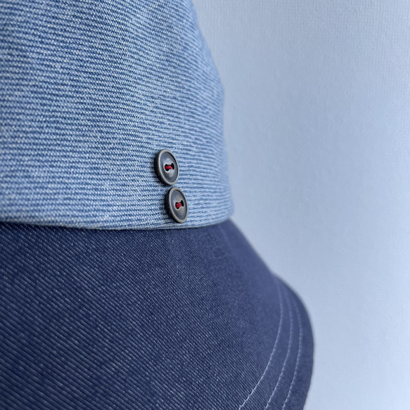58cm ツートン デニム ブルー サックス 青 水色 バケットハット バケハ 帽子 大人可愛い 10枚目の画像