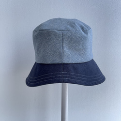 58cm ツートン デニム ブルー サックス 青 水色 バケットハット バケハ 帽子 大人可愛い 7枚目の画像
