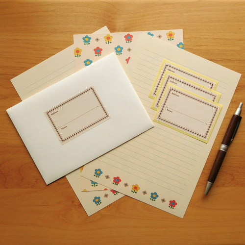 【60サイズ】　メモ　シール　レターセット　紙モノ　大量　まとめ売り たっぷり書けるお花畑柄レターセット A5便箋 洋形2封筒 宛名