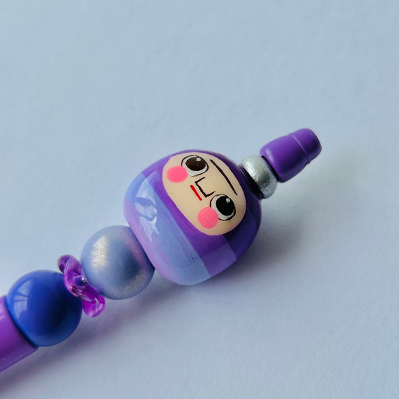 紫色ボーダーおっさんボールペン 2枚目の画像
