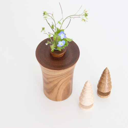 一輪挿し フラワーベース 木の置物 セット NO22 一輪挿し・花瓶・花器