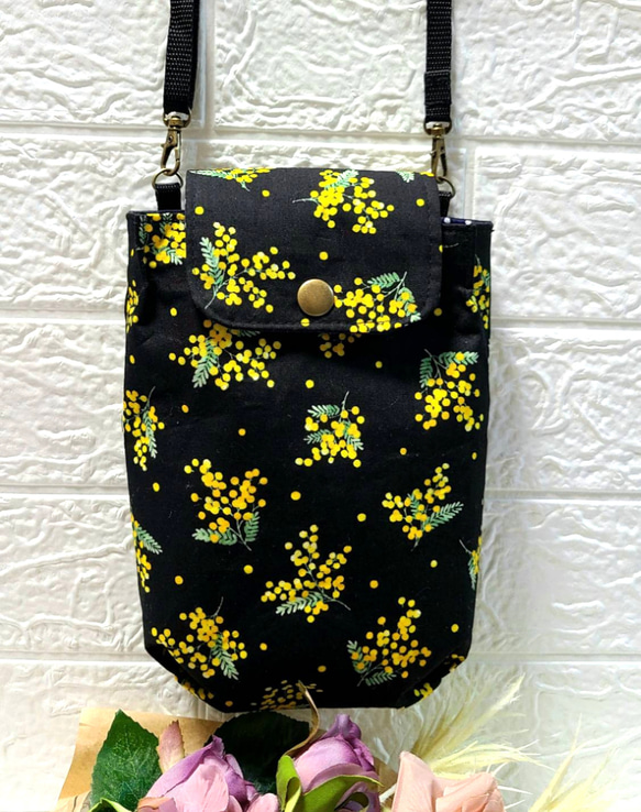 ハンドメイド ミモザ ポシェット② （ハンドメイド スマホ