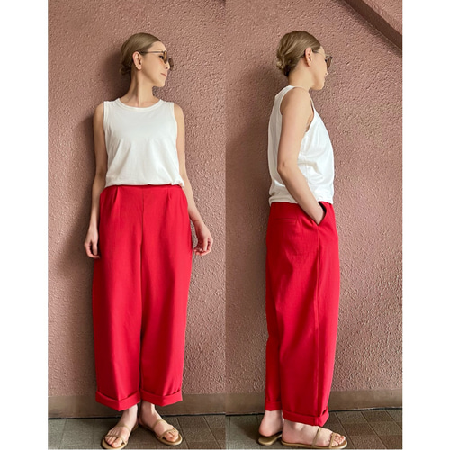 サイズ選べる❣️涼しい冷感cool❤️腰回りすっきり赤パンツ❤️紫外線