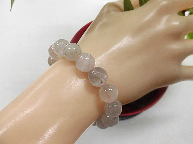 天然石 クンツァイト10.9～11.4mm玉ブレスレット 内周16.0cm　　240101293