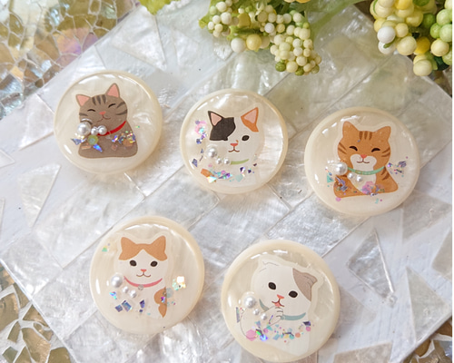 猫のカボション☆6個 z56 ブルー/ネコ/動物/ボタン 猫のボタン☆5個 s37 ネコ/ボタン/カボション/動物 ボタン こう