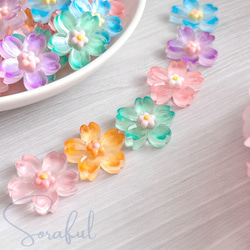 6色セット】桜 クリア フラワーパーツ 花びら 花【デコパーツ】D-0586