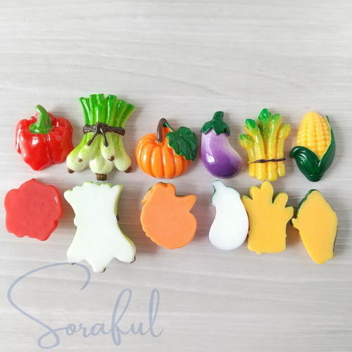 6個】新鮮カラフルお野菜セット【デコパーツ】 D-0274