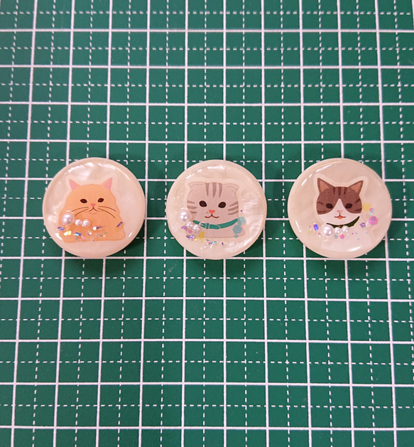 猫のボタン☆5個 s38 ネコ/ボタン/カボション/動物 7枚目の画像