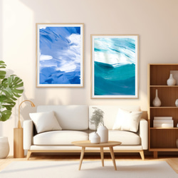 Creema限定 福袋 【 空と海 】 抽象画　アートペイント ２枚セット 期間限定10%off ターコイズ ブルー 1枚目の画像