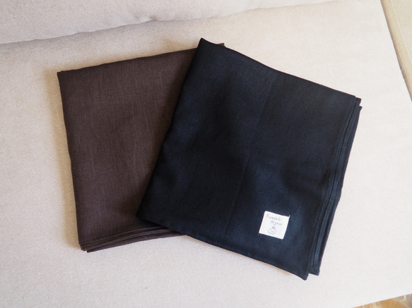 リネン100％の大きな風呂敷 〈ネイビー〉 弁当袋・風呂敷 Furoshiki 