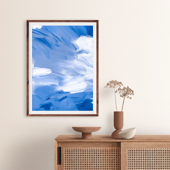 アートポスター【 空　sora 】 抽象画　アートペイント 北欧ポスター　アブストラクト　青 1枚目の画像