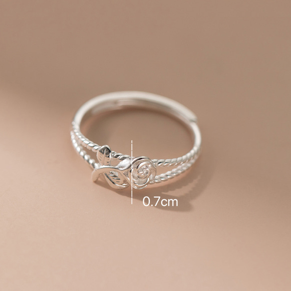 シルバー925   アラン模様　薔薇　リング　指輪　silver925 フリーサイズ　大きさ調整可能 4枚目の画像