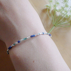 *sv925*Karen Silver Lapislazuli & Turquoise Bracelet　ユニセックス☆ 4枚目の画像