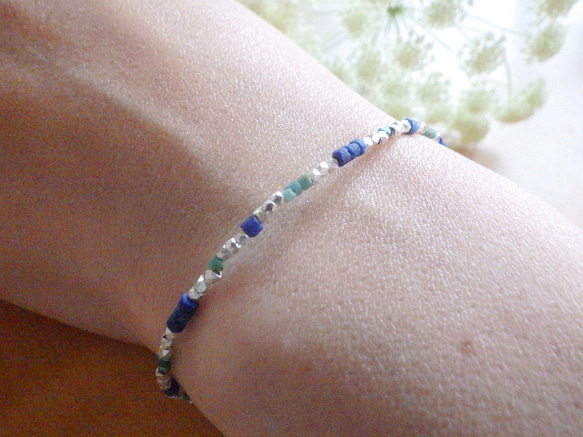 *sv925*Karen Silver Lapislazuli & Turquoise Bracelet　ユニセックス☆ 3枚目の画像