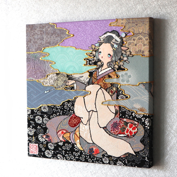 〈如蓮華在水 極彩色 雪柳〉着物アート〈Nyorengezaisui Gokusaishiki YUKIYANAGI〉 3枚目の画像