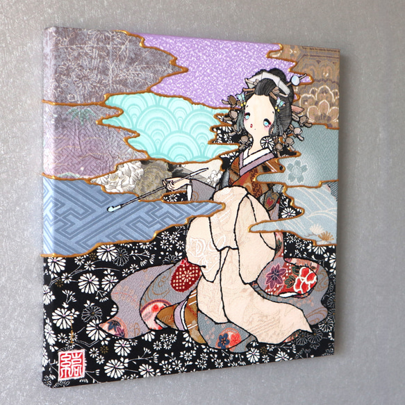 〈如蓮華在水 極彩色 雪柳〉着物アート〈Nyorengezaisui Gokusaishiki YUKIYANAGI〉 2枚目の画像