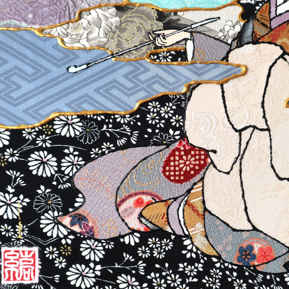 〈如蓮華在水 極彩色 雪柳〉着物アート〈Nyorengezaisui Gokusaishiki YUKIYANAGI〉 6枚目の画像