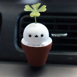 【車用】アロマで育つ植物 シマエナガ 鉢植え ver. アロマストーン 1枚目の画像