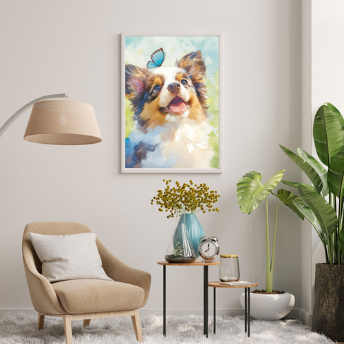 蝶犬戯舞 - ラフコリー・シェルティー犬の子犬 No.1】ジークレー版画