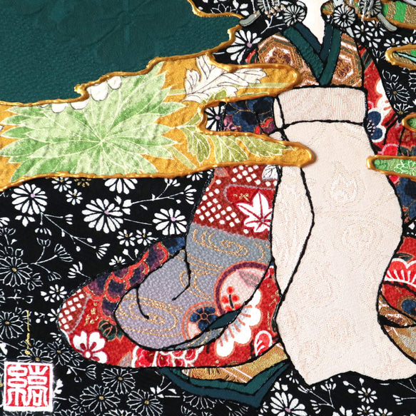 〈如蓮華在水 極彩色 杜松〉着物アート〈Nyorengezaisui Gokusaishiki TOSHO〉 6枚目の画像