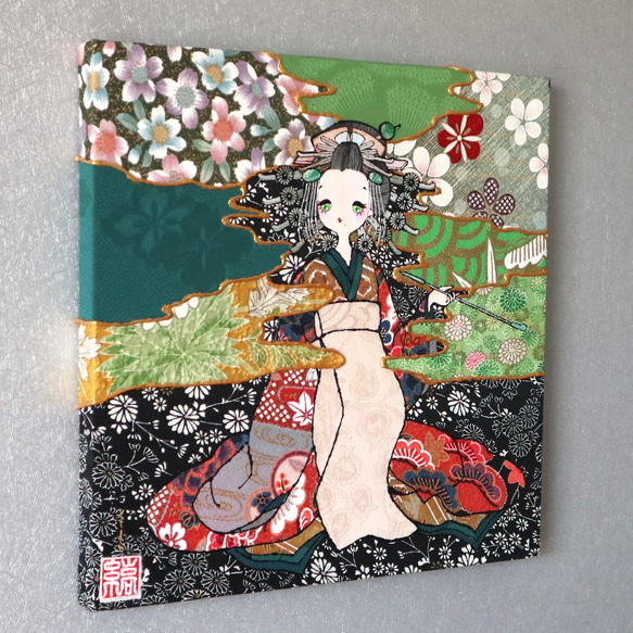〈如蓮華在水 極彩色 杜松〉着物アート〈Nyorengezaisui Gokusaishiki TOSHO〉 2枚目の画像