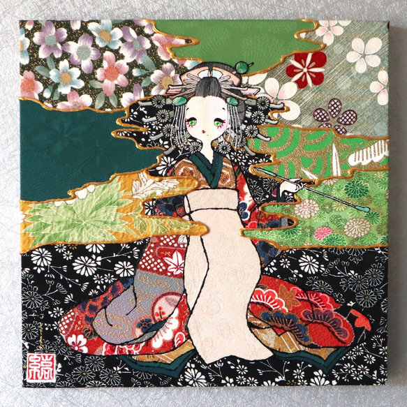 〈如蓮華在水 極彩色 杜松〉着物アート〈Nyorengezaisui Gokusaishiki TOSHO〉 1枚目の画像