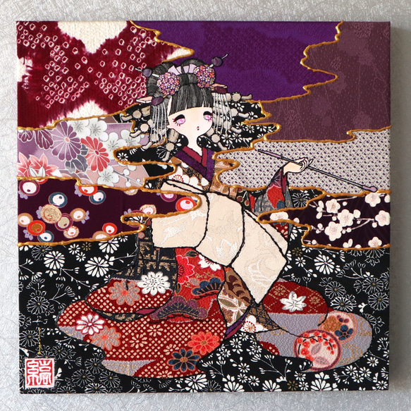 〈如蓮華在水 極彩色 睡蓮〉着物アート〈Nyorengezaisui Gokusaishiki SUIREN〉 1枚目の画像