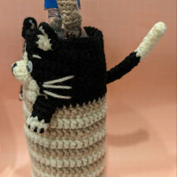 クロネコちゃんのペットボトルカバー　ハンドメイド 5枚目の画像