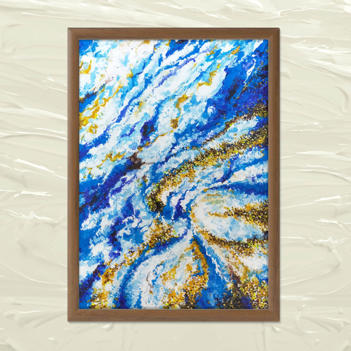 A4アクリル画 原画ポスター ~Ocean~波 絵画 みしぇる~グラフィック