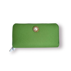 4ファスナーポケット/家計やりくり財布/アップルグリーン 長財布