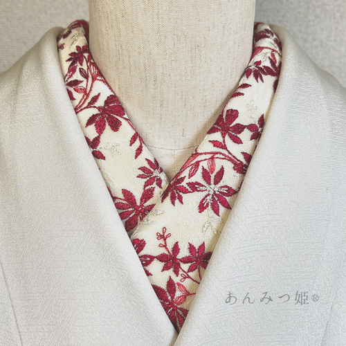 洗える2ウェイ刺繍半衿 真紅【ラスト】 和装小物（帯・半襟） 半衿 