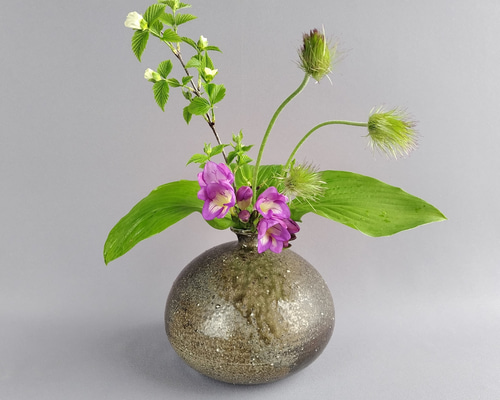 薪窯陶芸　自然釉　花入れ1 薪窯]自然釉 水滴 一輪挿し 1 一輪挿し・花瓶・花器
