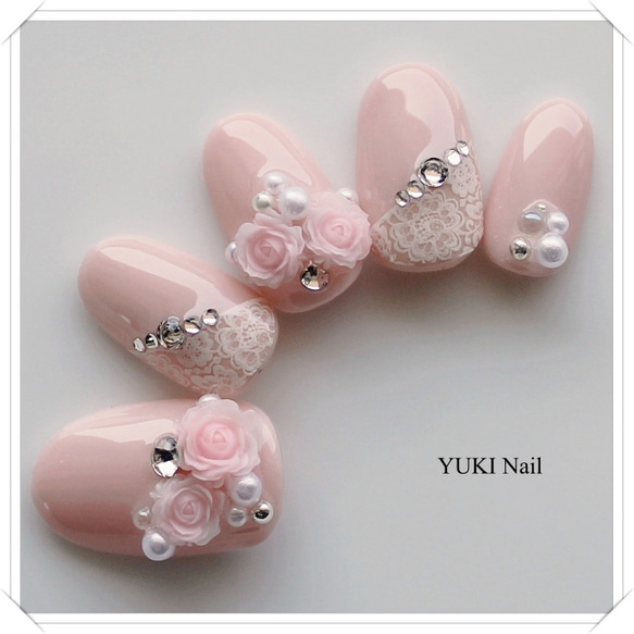 ラヴィアンローズ(ブラックローズ) 〜 ネイルチップ 薔薇 レース