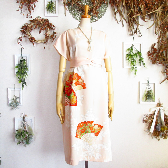 大きめサイズ】着物ドレス◎枳殻◎細見え縦長シルエット&オール 