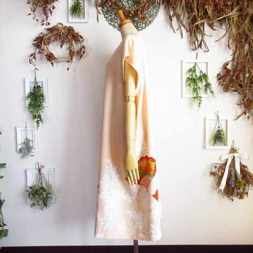 大きめサイズ】着物ドレス◎枳殻◎細見え縦長シルエット&オール 