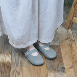 手作りの靴 牛革 バレエシューズ カジュアルフラットシューズ　本革 レディース靴 履きやすい メアリージェーンの靴 6枚目の画像