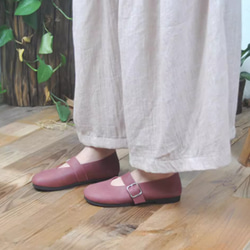 手作りの靴 牛革 バレエシューズ カジュアルフラットシューズ　本革 レディース靴 履きやすい メアリージェーンの靴 7枚目の画像