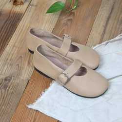 手作りの靴 牛革 バレエシューズ カジュアルフラットシューズ　本革 レディース靴 履きやすい メアリージェーンの靴 12枚目の画像